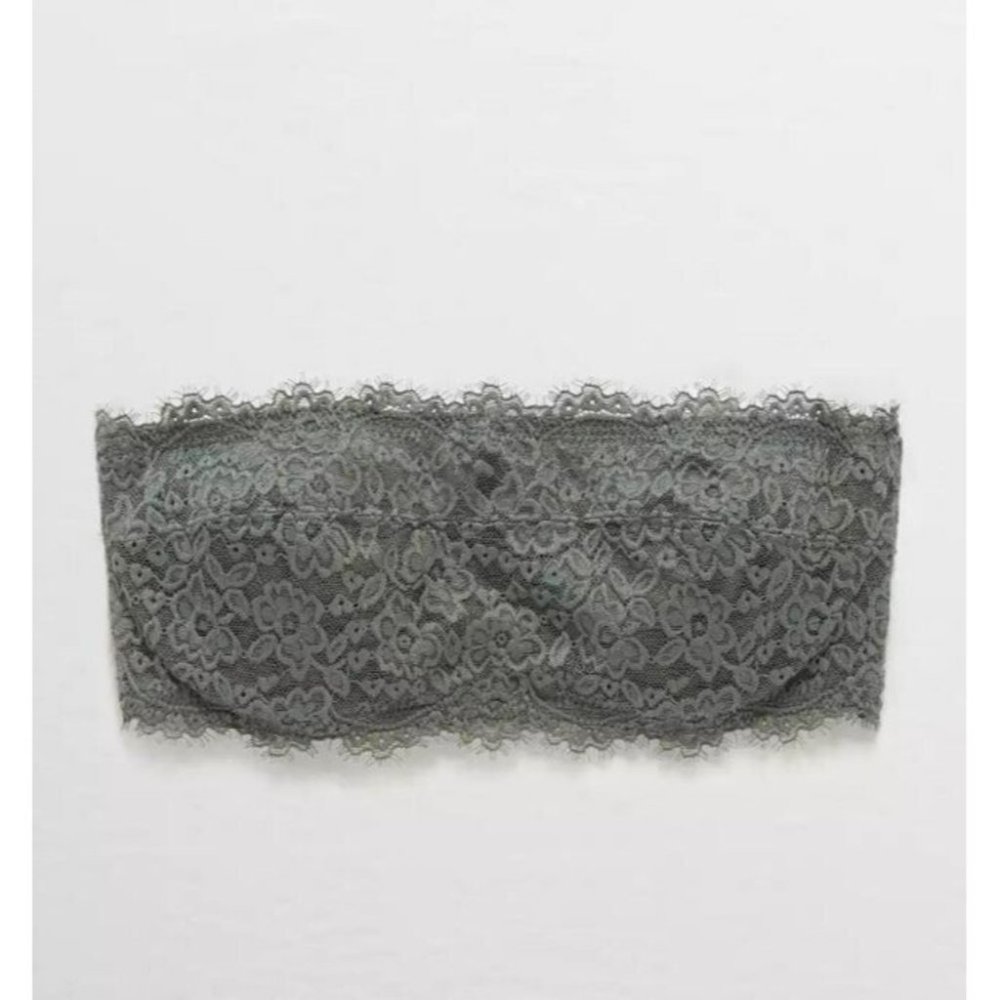 Aerie Eyelash Lace Bandeau Bra Strapless Underwire 32C NWOT - Picture 2 of 11